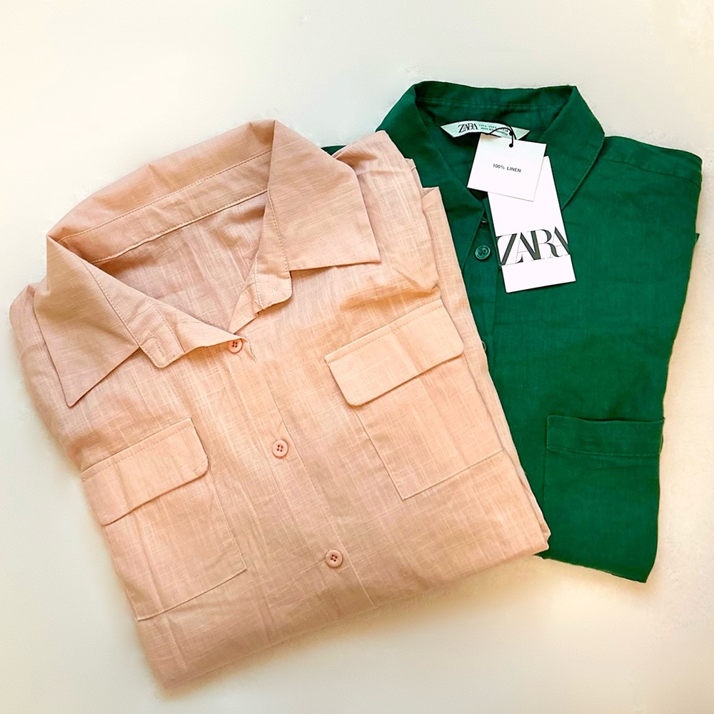 Zara bundle linen tops blouses button-down NWT NWOT